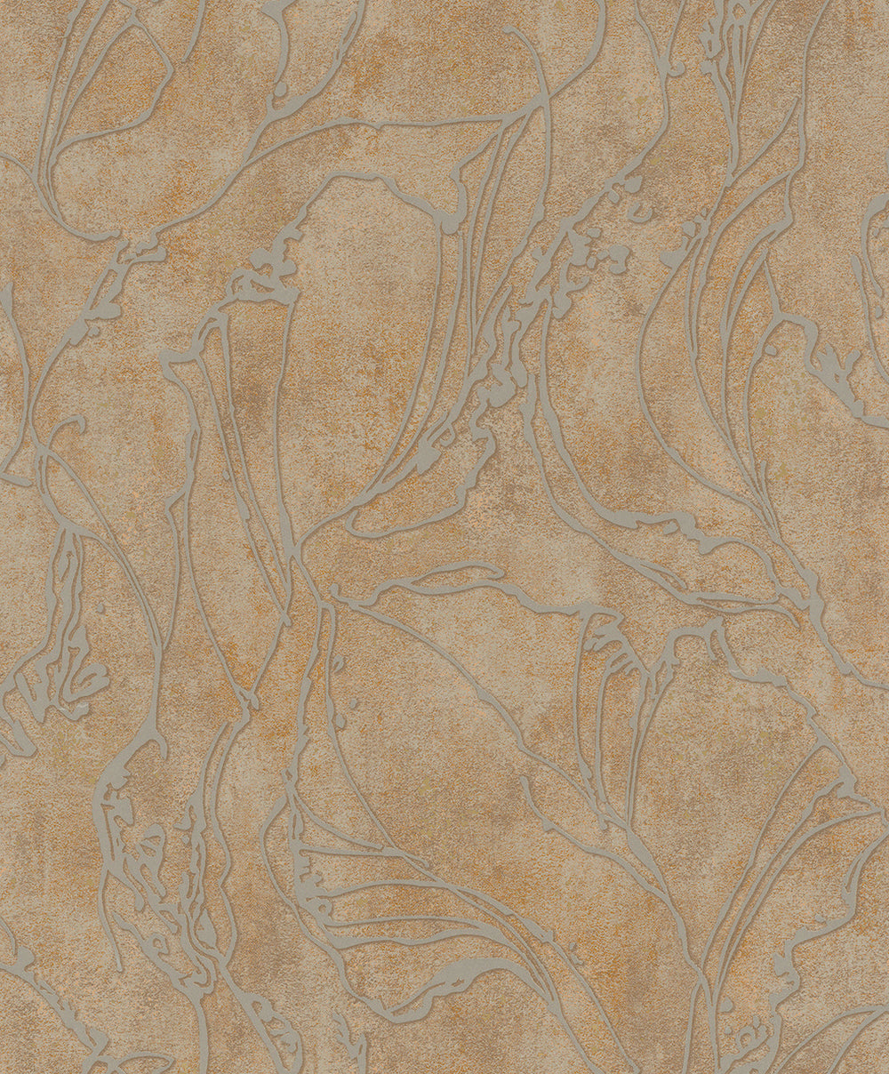 City Glow - Floral Mirage botanical wallpaper Marburg Roll Bronze  34255