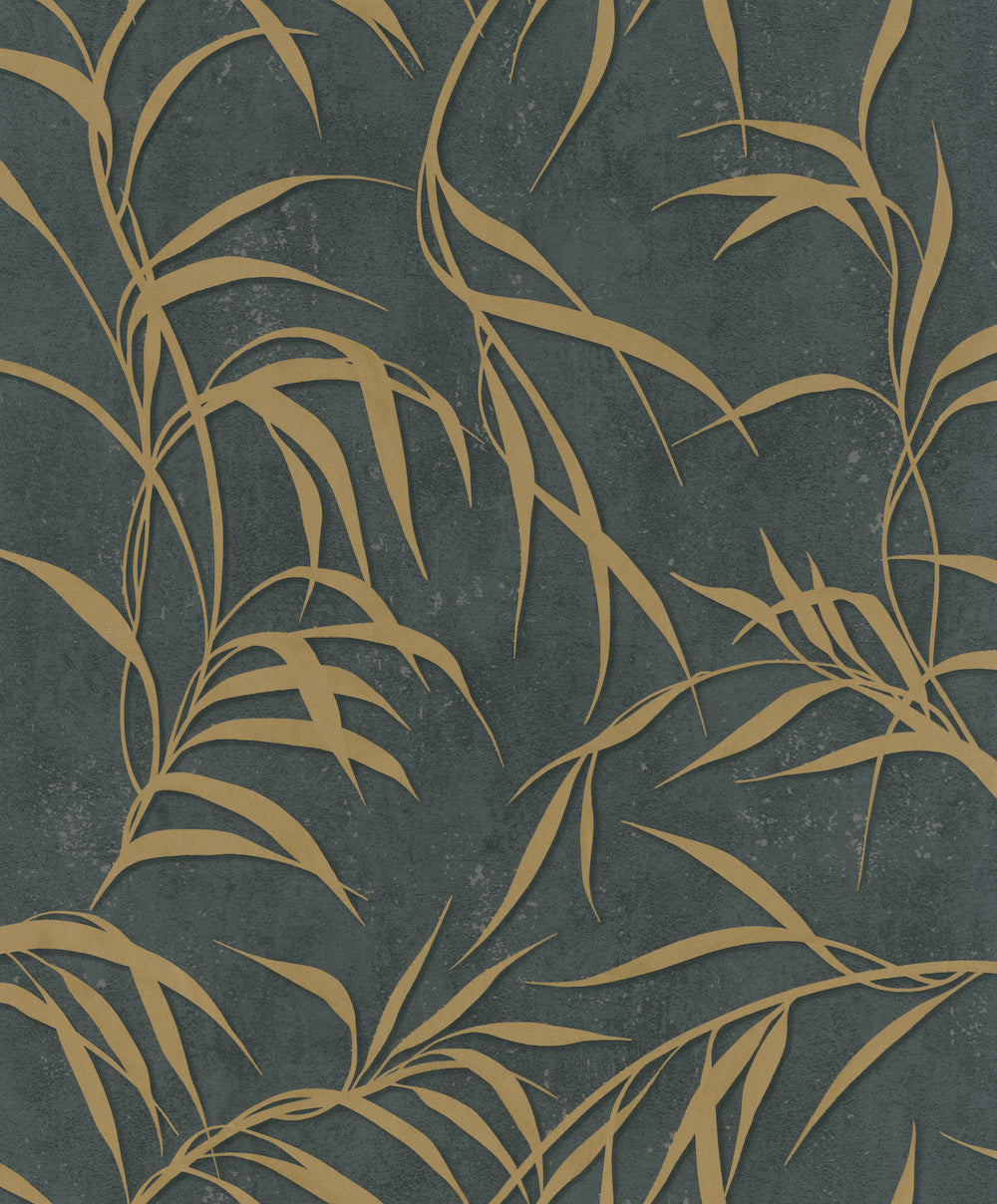 City Glow - Ethereal Foliage botanical wallpaper Marburg Roll Black  34289