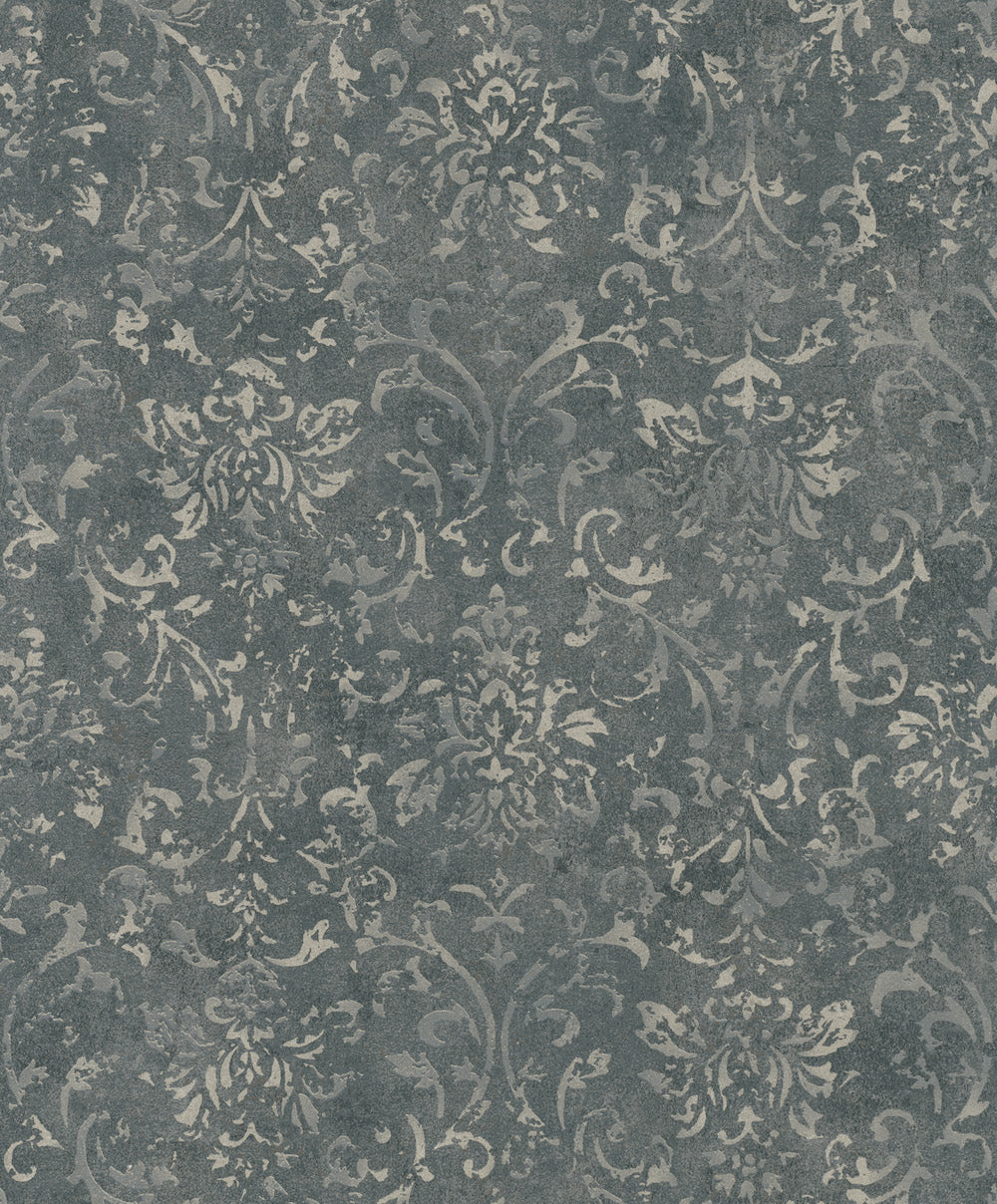 City Glow - Ornate Florals damask wallpaper Marburg Roll Dark Grey  34296