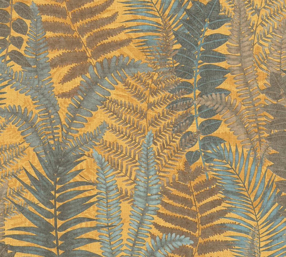 Famous Garden - Colourful Ferns botanical wallpaper AS Creation Roll Yellow  393472