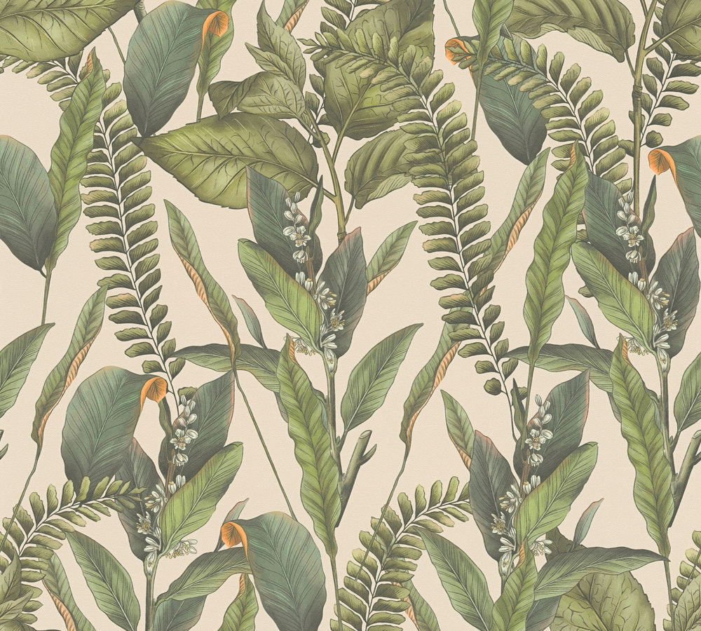 Drawn Into Nature - Foliage botanical wallpaper AS Creation Roll Beige  394132