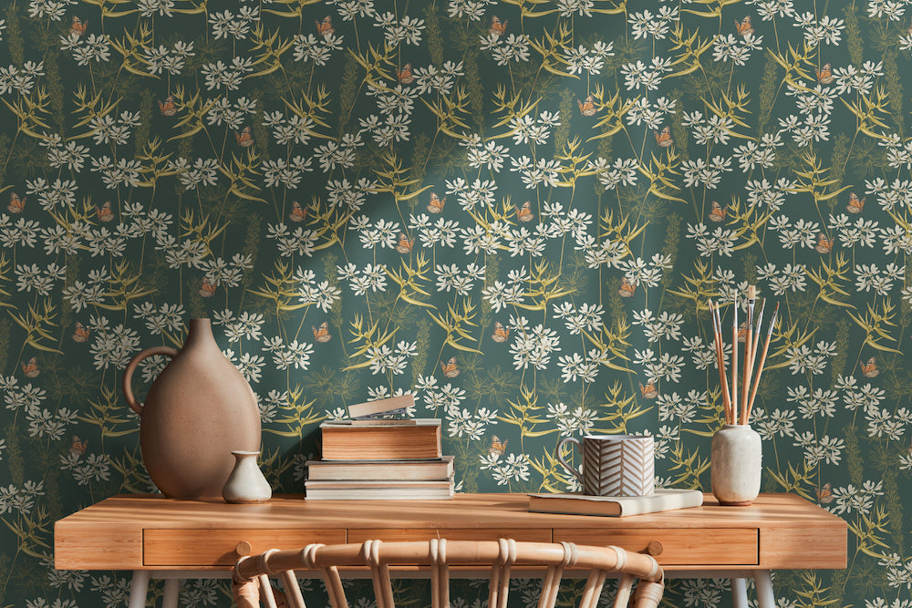 Drawn Into Nature - Butterflies botanical wallpaper AS Creation    