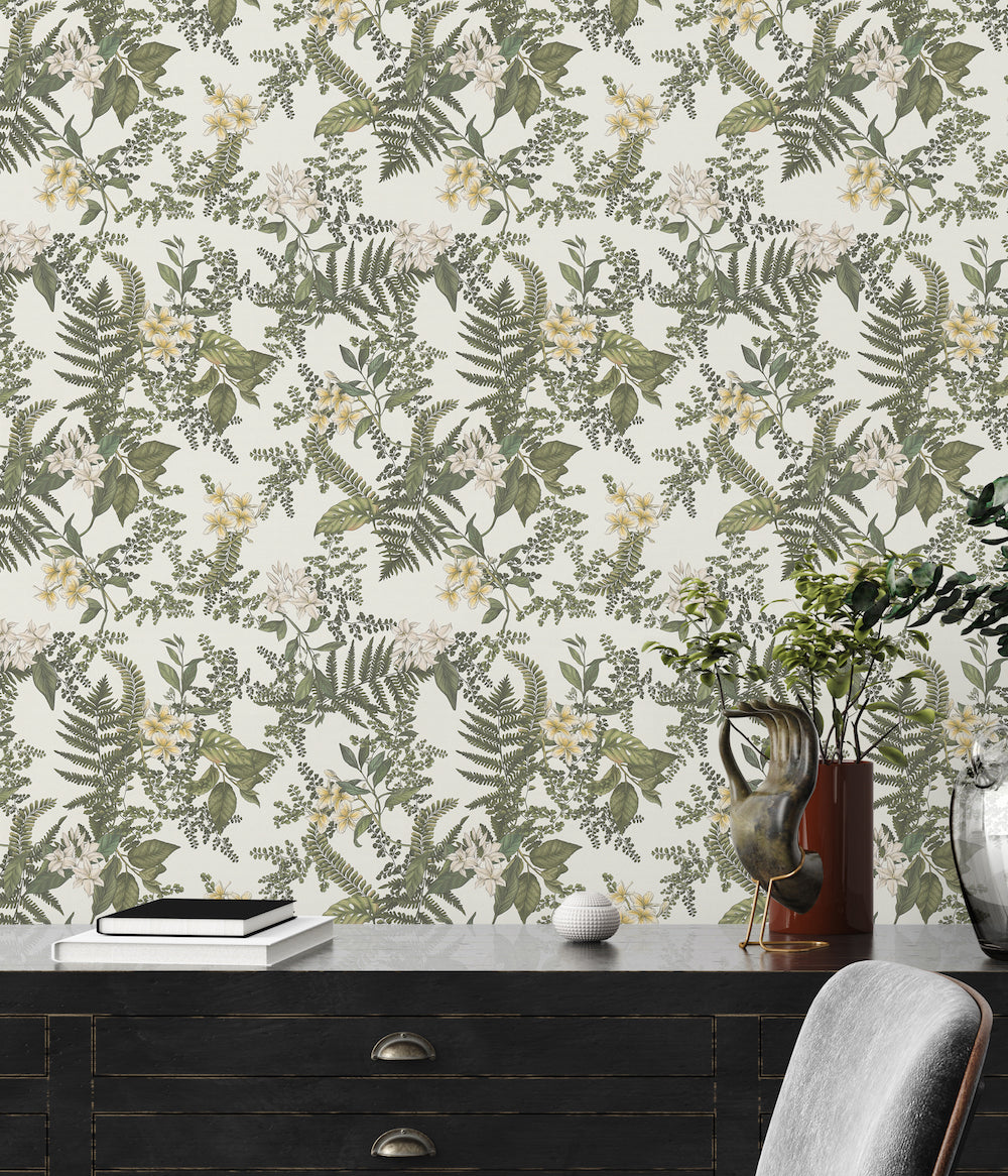 Drawn Into Nature - Flowers & Ferns botanical wallpaper AS Creation    