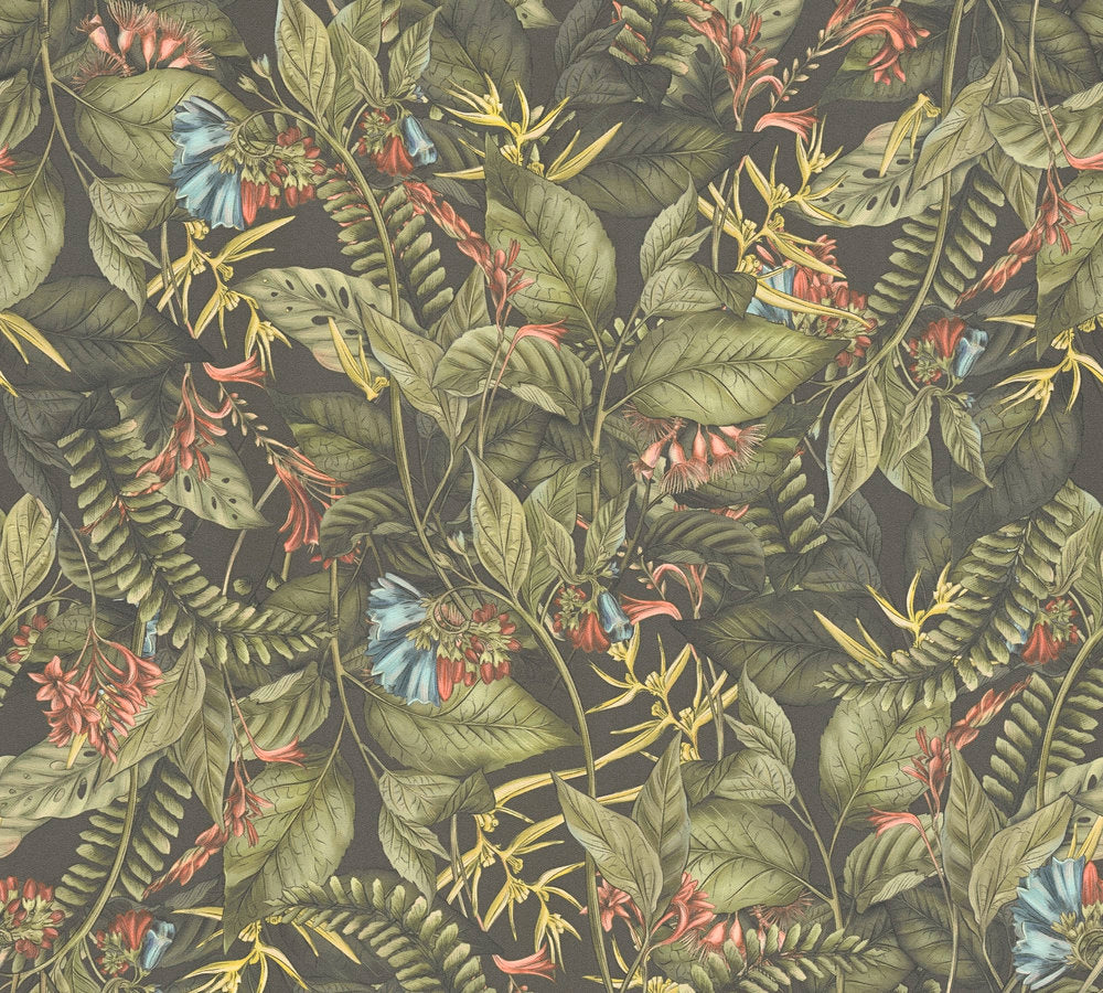 Drawn Into Nature - Dancing Nature botanical wallpaper AS Creation Roll Green  394251