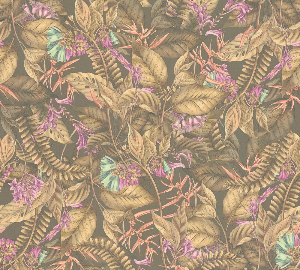 Drawn Into Nature - Dancing Nature botanical wallpaper AS Creation Roll Yellow  394253