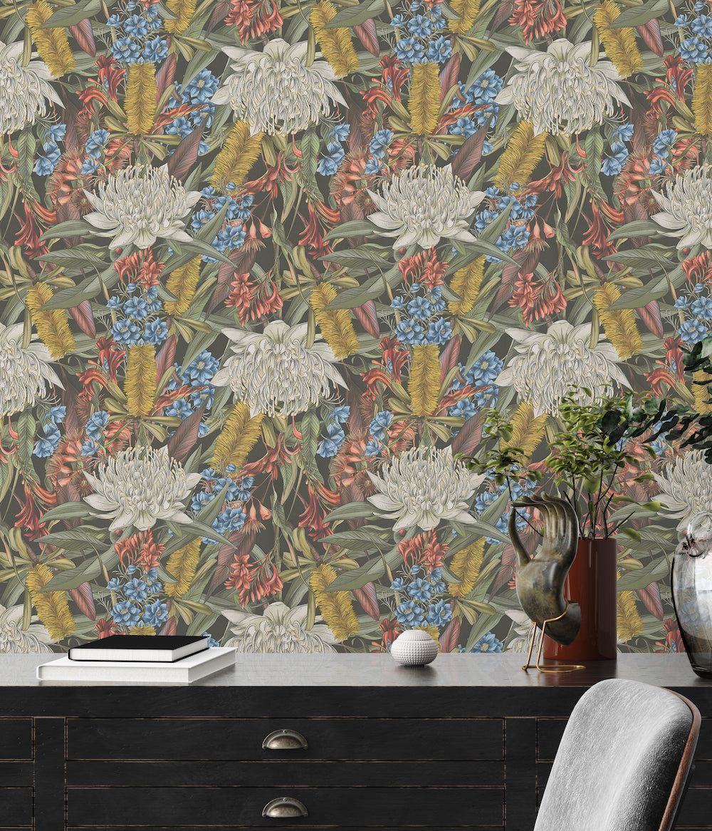 Drawn Into Nature - Flower Power botanical wallpaper AS Creation    