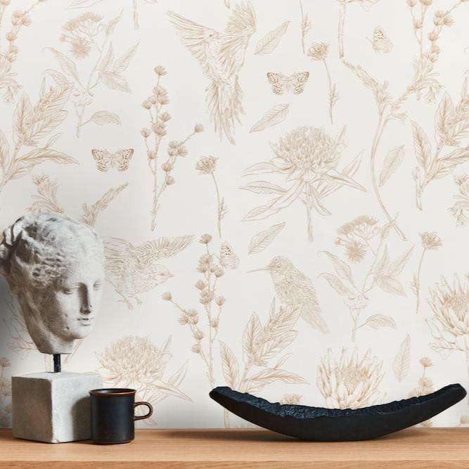 Drawn Into Nature - Birds of Nature botanical wallpaper AS Creation