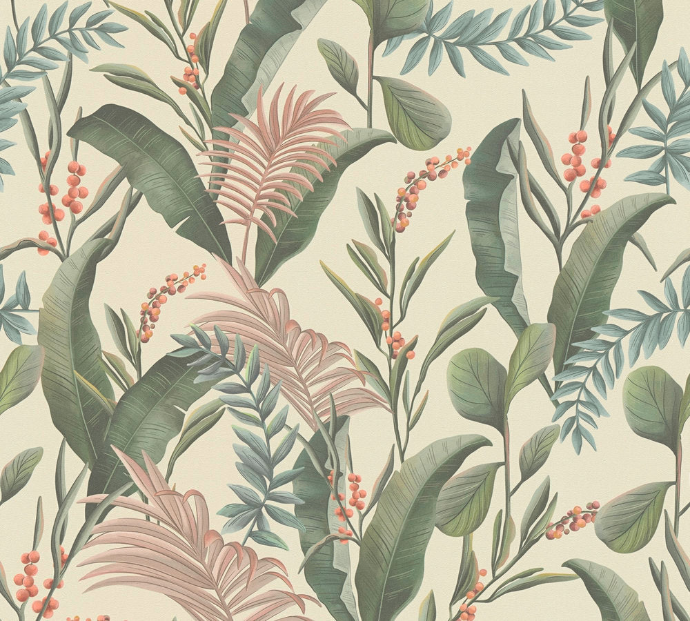 Drawn Into Nature - Jungle botanical wallpaper AS Creation Roll Cream  394361