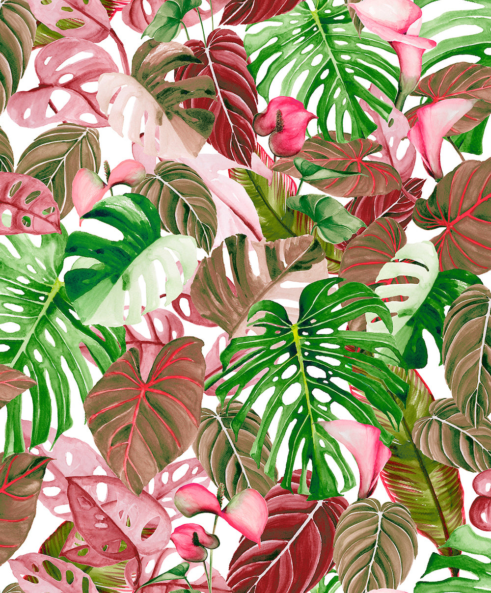 Spirit of Jungle - Lush Foliage botanical wallpaper Marburg Roll Pink  47414