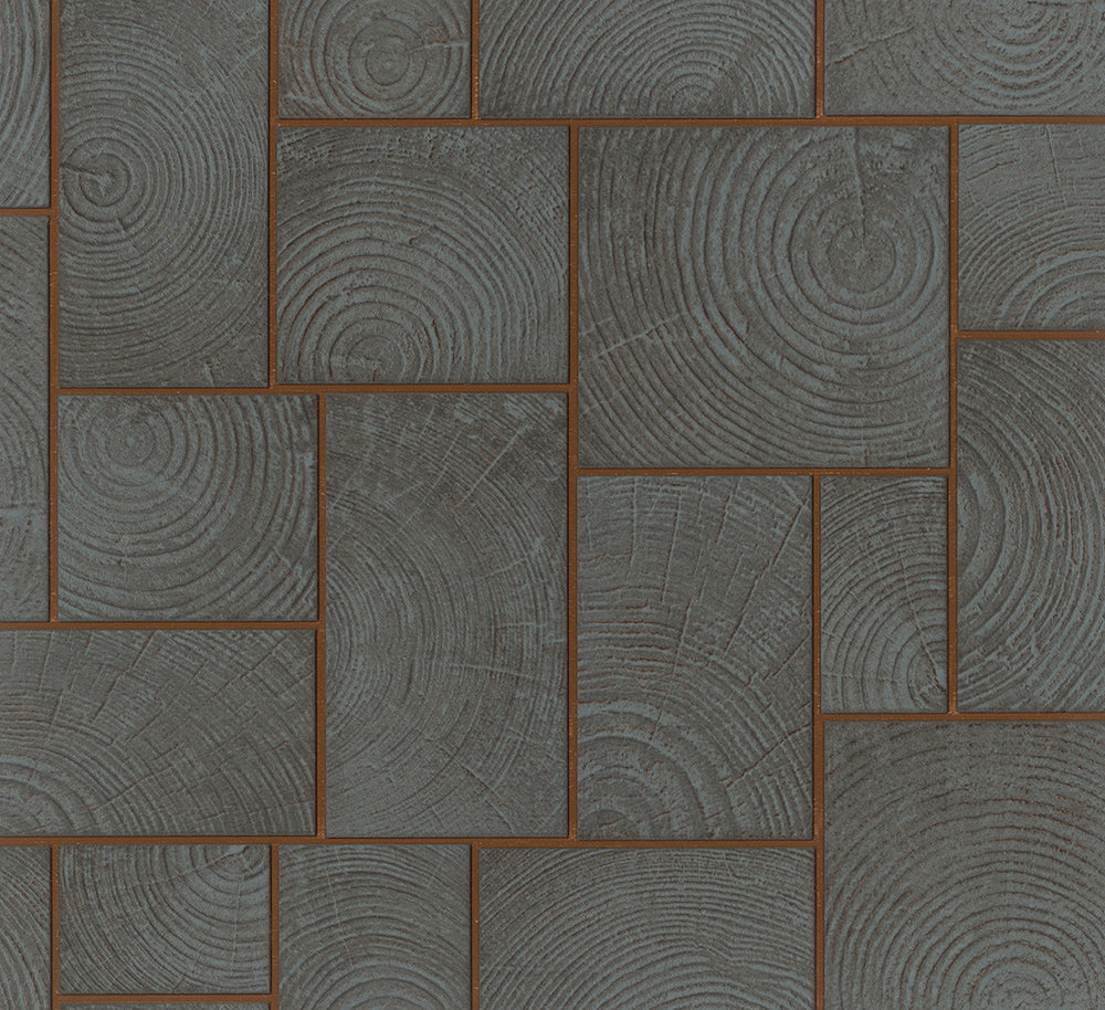 Natural Opulence -  Wood Tiles industrial wallpaper Marburg Roll Grey/Bronze  33224