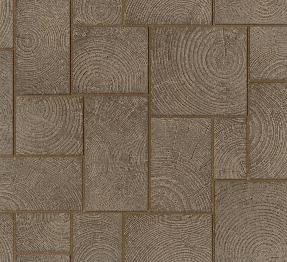 Natural Opulence -  Wood Tiles industrial wallpaper Marburg Roll Brown/Gold  33251