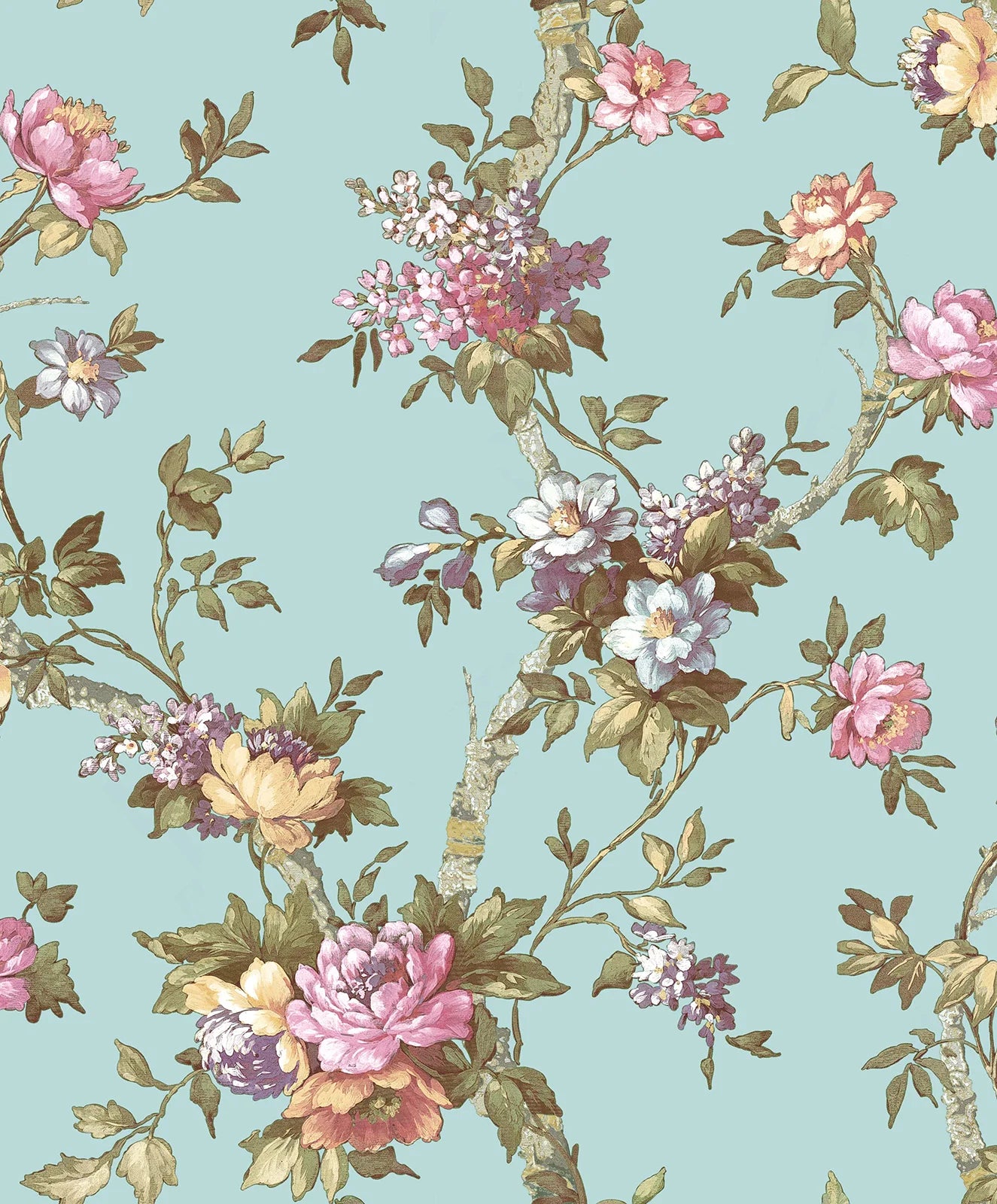 Blooming Garden - Wild Bloom botanical wallpaper Parato Roll Blue 84002