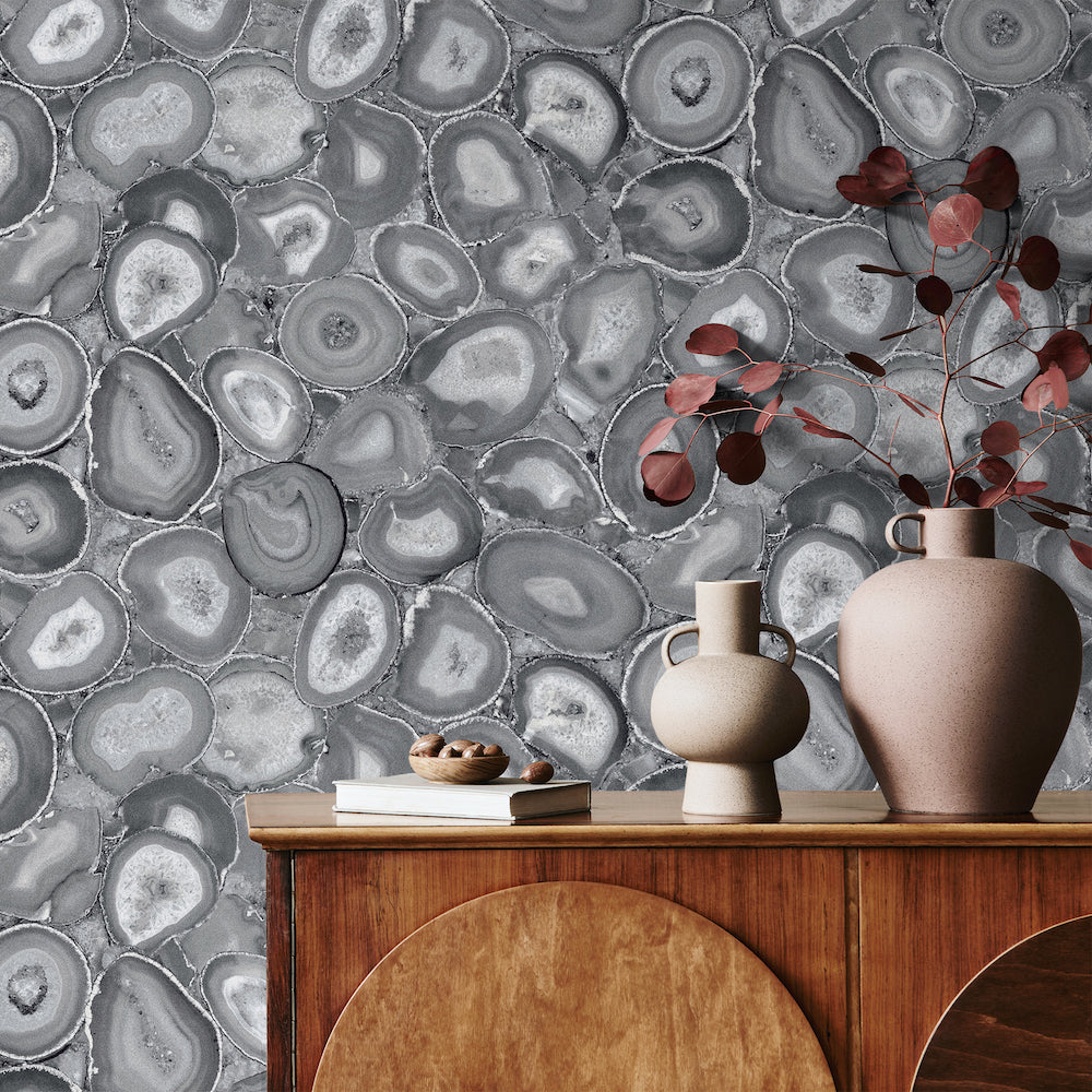 Salt & Pepper - Filo Glass Beads geometric wallpaper Hohenberger    