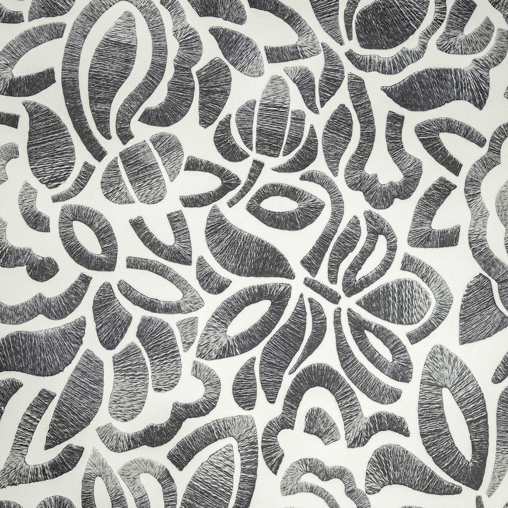 Salt & Pepper - Lana Flock botanical wallpaper Hohenberger Roll White/Black  81339