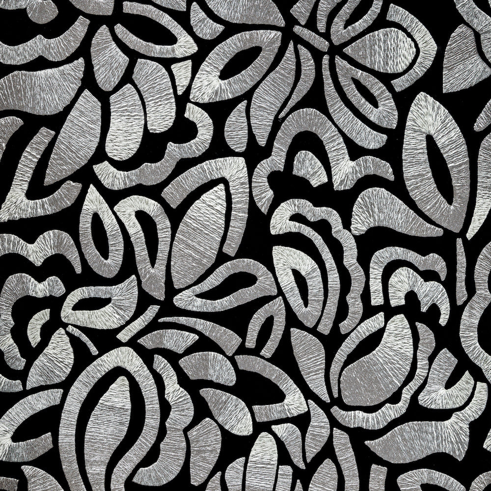 Salt & Pepper - Lana Flock botanical wallpaper Hohenberger Roll Black  81338