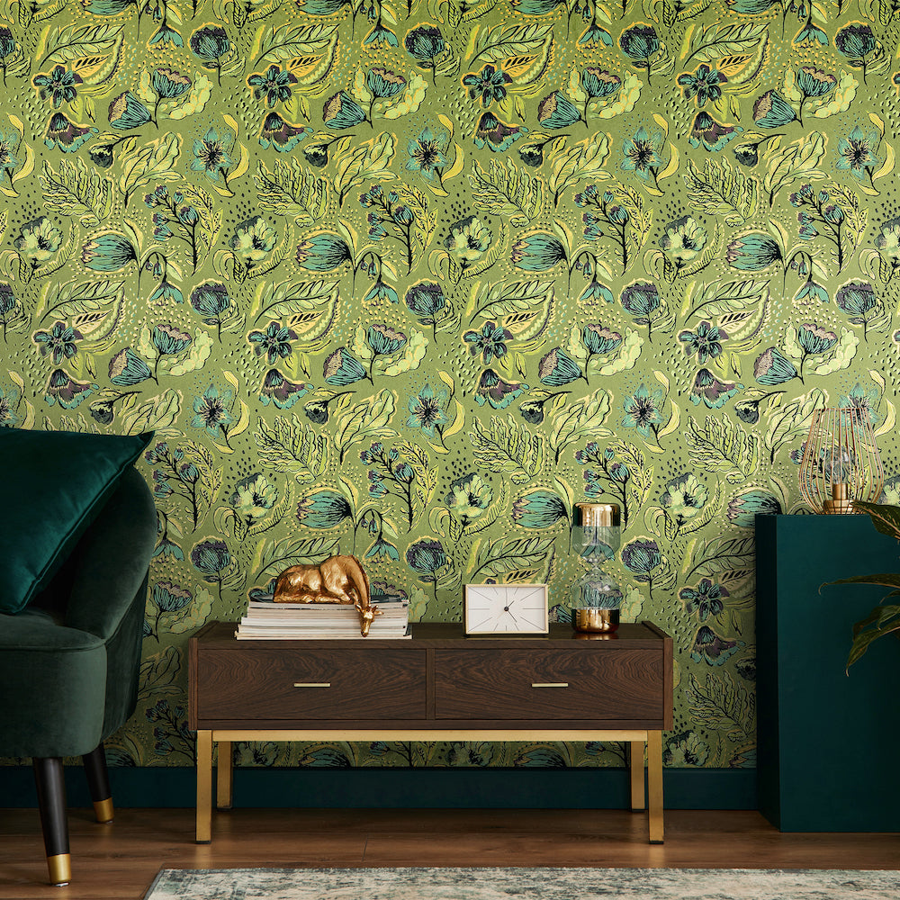 Salt & Pepper - Felice Flock botanical wallpaper Hohenberger    