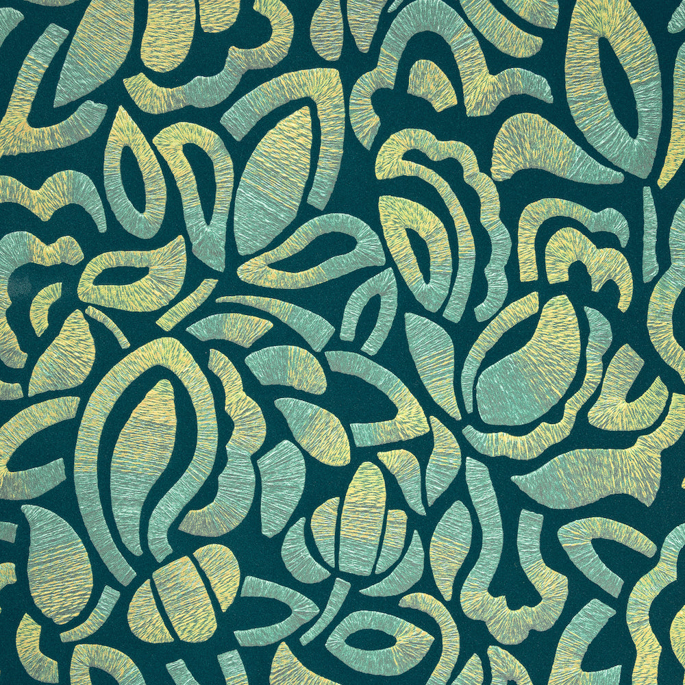 Salt & Pepper - Lana Flock botanical wallpaper Hohenberger Roll Green  81337