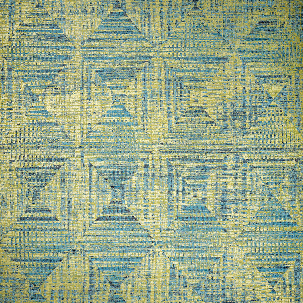 Salt & Pepper - Raffia geometric wallpaper Hohenberger Roll Blue  65343