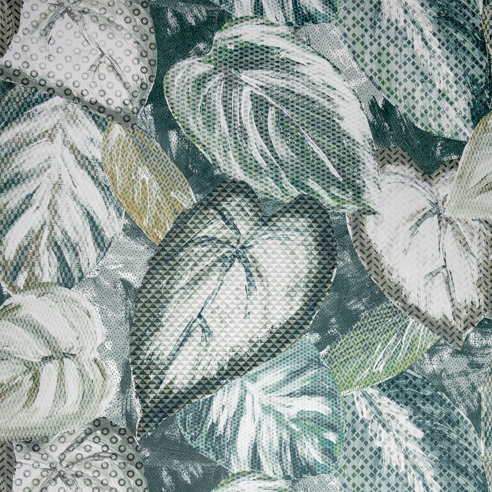 Salt & Pepper - Vita Glass Beads botanical wallpaper Hohenberger Roll Green  81344