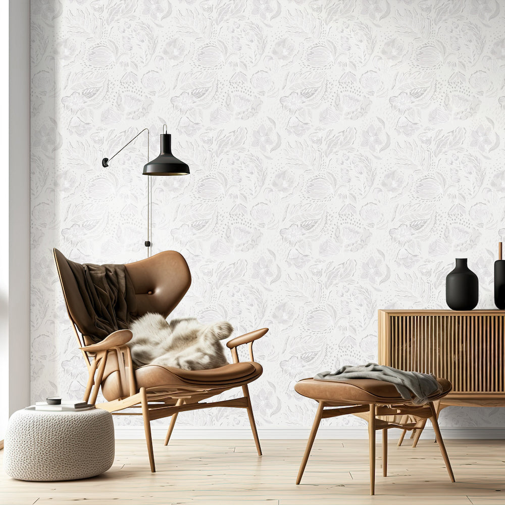 Salt & Pepper - Felice Flock botanical wallpaper Hohenberger    