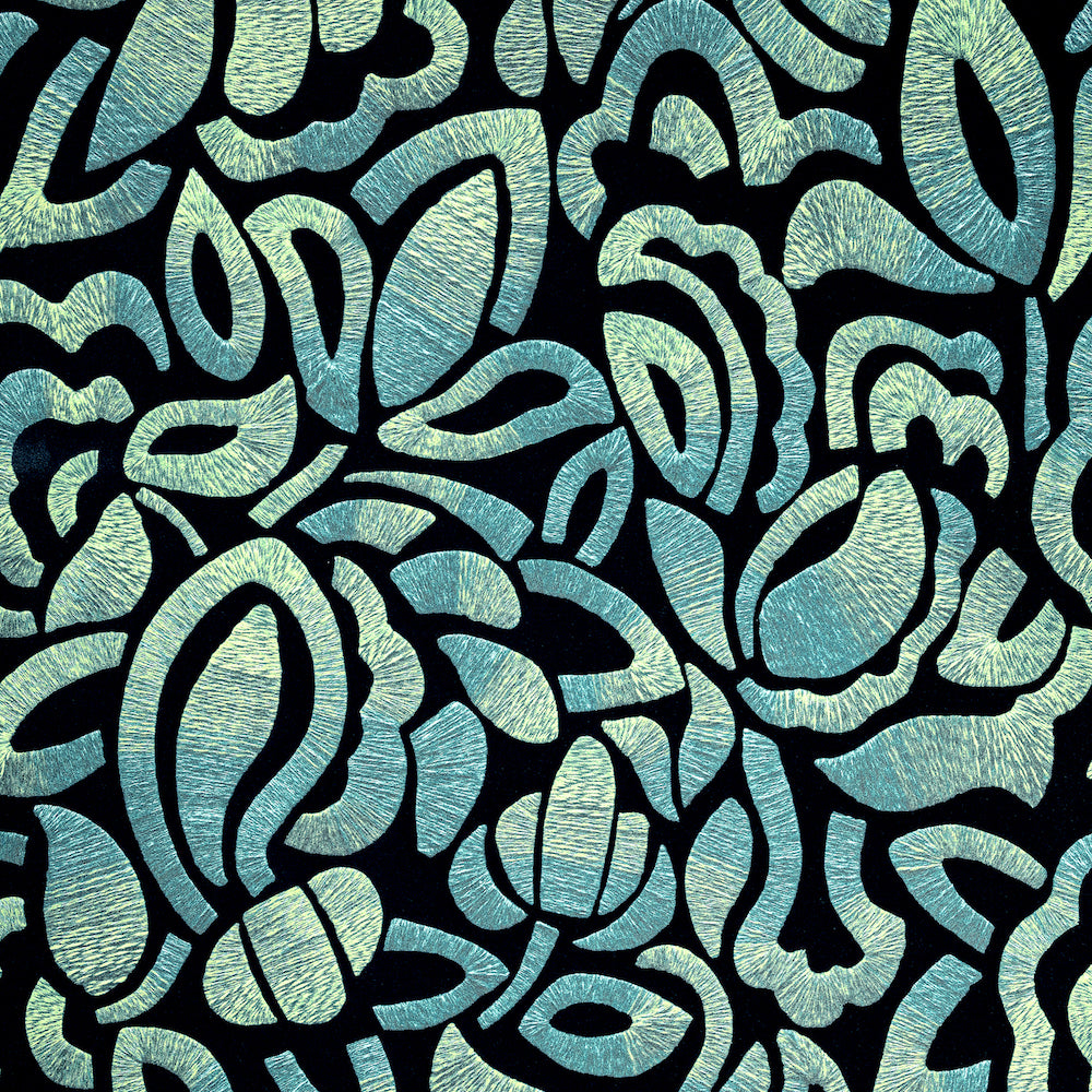 Salt & Pepper - Lana Flock botanical wallpaper Hohenberger Roll Turquoise  81340