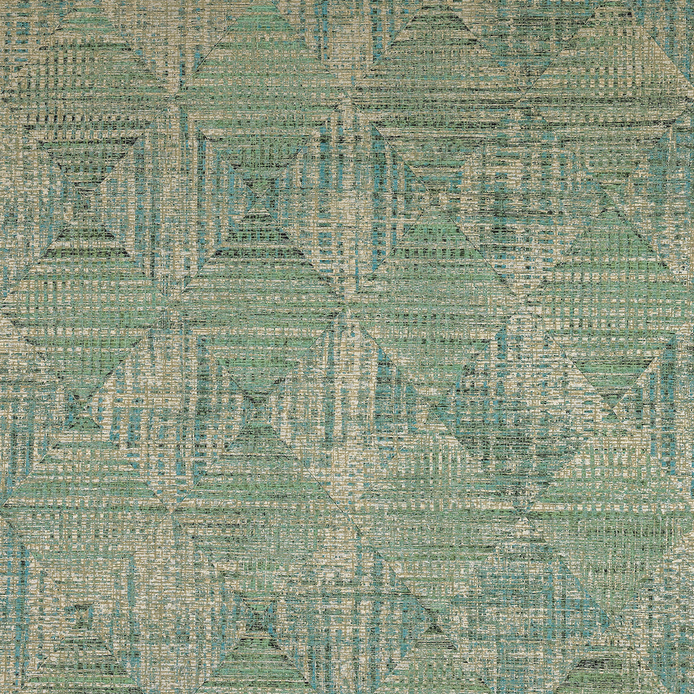 Salt & Pepper - Raffia geometric wallpaper Hohenberger Roll Green  65348