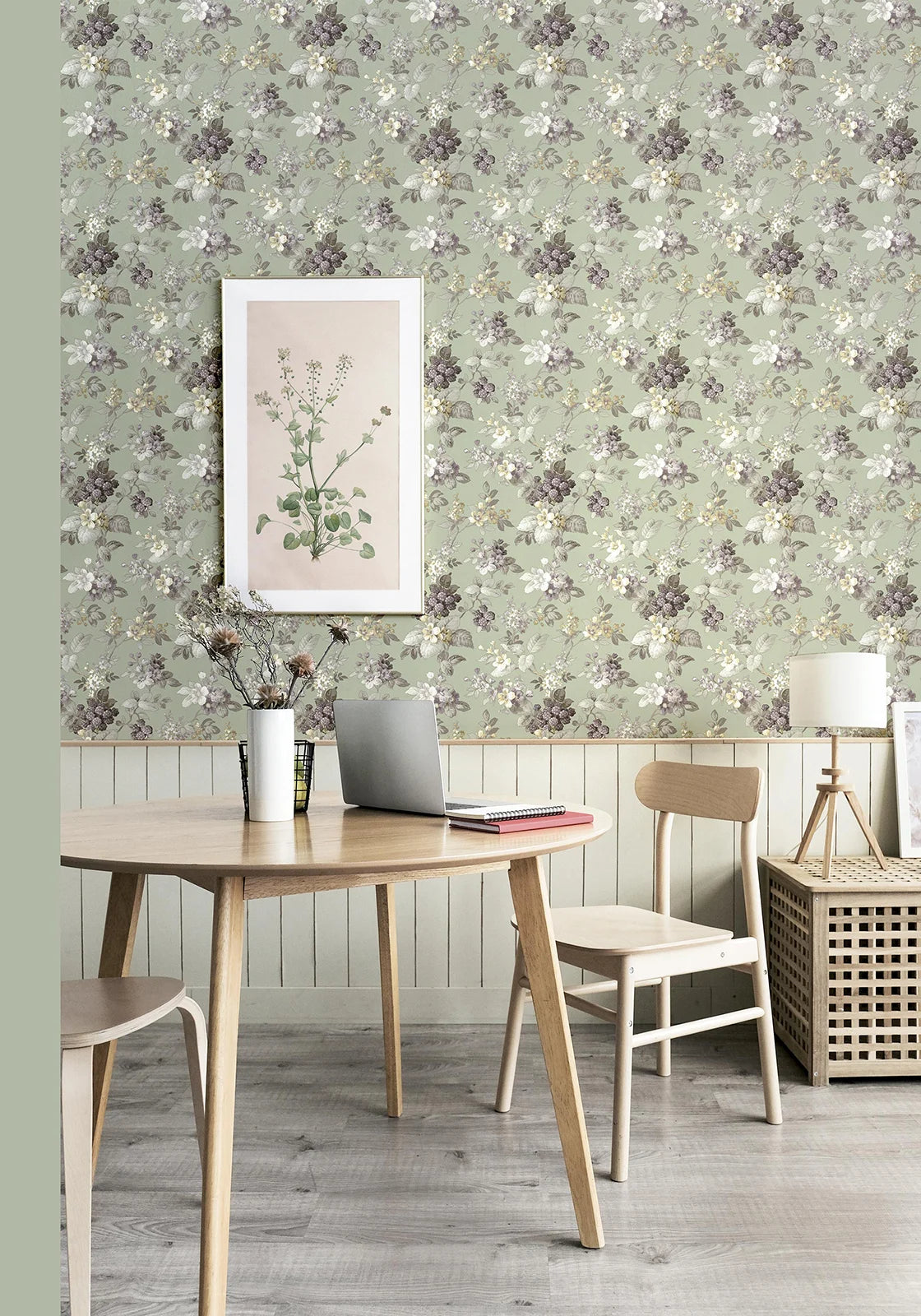 Fiori Country - Blueberry botanical wallpaper Parato