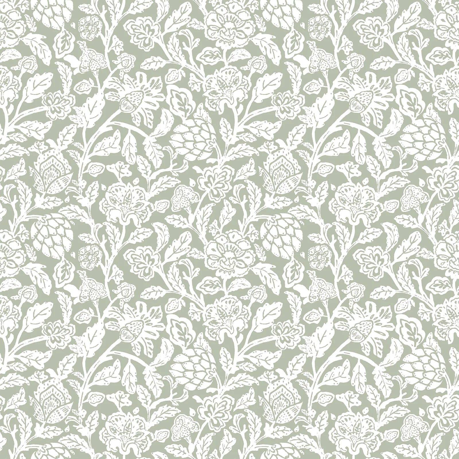 Fiori Country - Petunia botanical wallpaper Parato Roll Green 12345