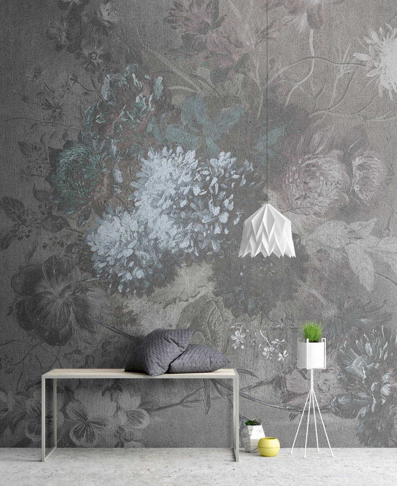 Walls By Patel - Bouquet Gris digital print AS Creation    