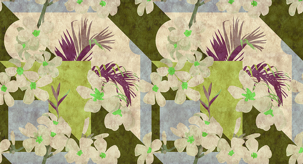 Walls by Patel 2 - Vintage Bloom digital print AS Creation Green   114102