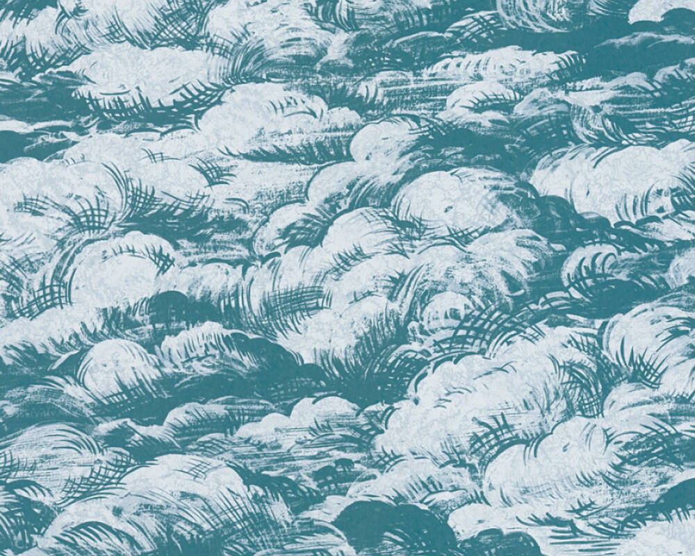 Jungle Chic - Clouds Above botanical wallpaper AS Creation Roll Blue  377053